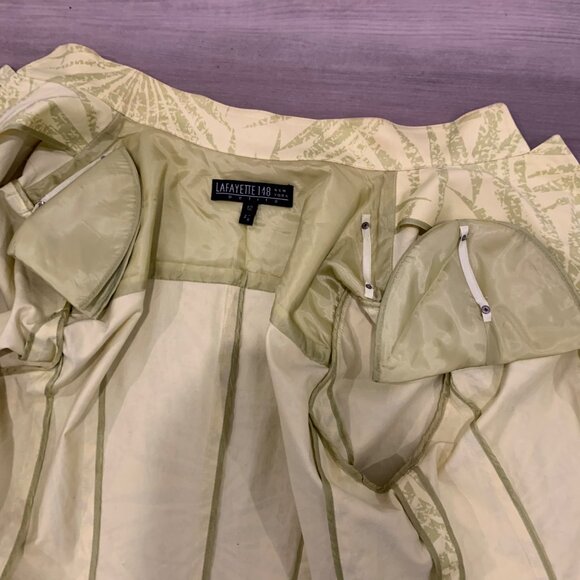 Lafayette 148 Yellow Palm Print Cotton Jacket With Collar & Button Front 12 - Picture 5 of 11